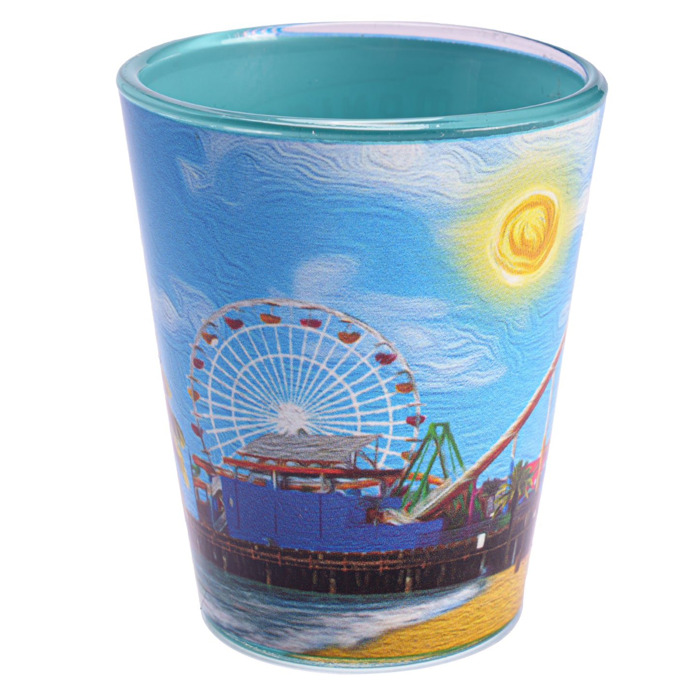 Santa Monica Pier Oil Painting Shot Glass