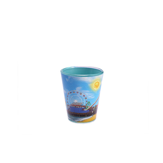 Santa Monica Pier Oil Painting Shot Glass